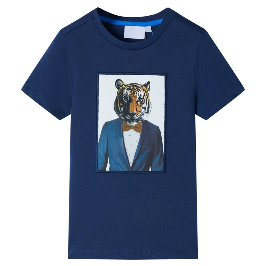Kindershirt met korte mouwen 128 donkerblauw Blauw
