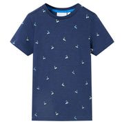 Kindershirt 104 donkerblauw katoen