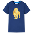 Kindershirt 128 donkerblauw katoen