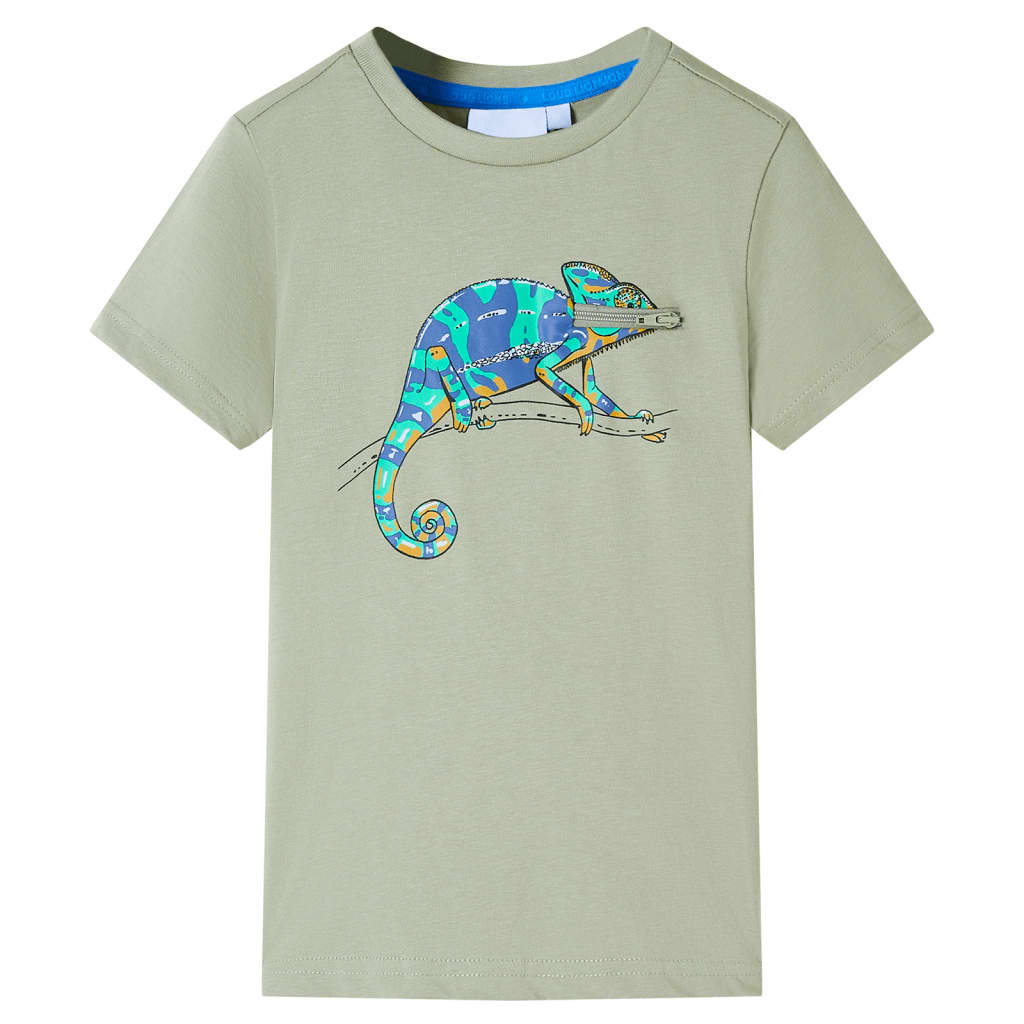 Kindershirt met korte mouwen 104 lichtkakikleurig Kaki