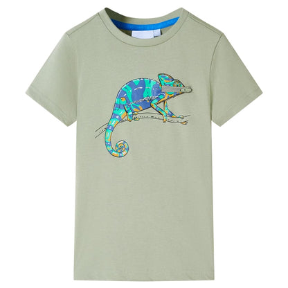 Kindershirt met korte mouwen 116 lichtkakikleurig Kaki