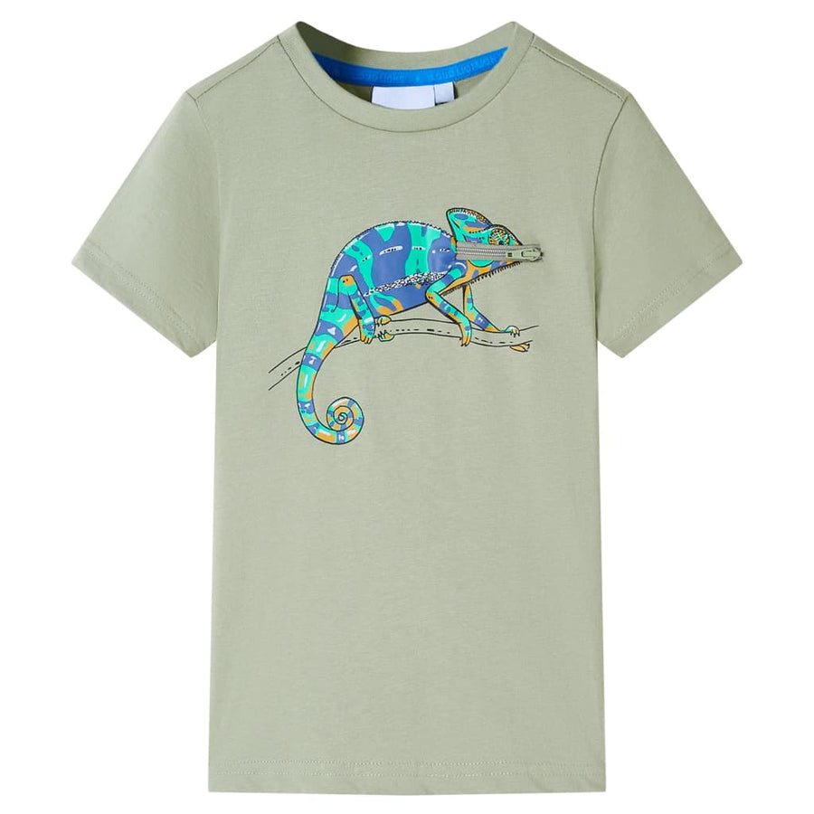 Kindershirt met korte mouwen 116 lichtkakikleurig Kaki