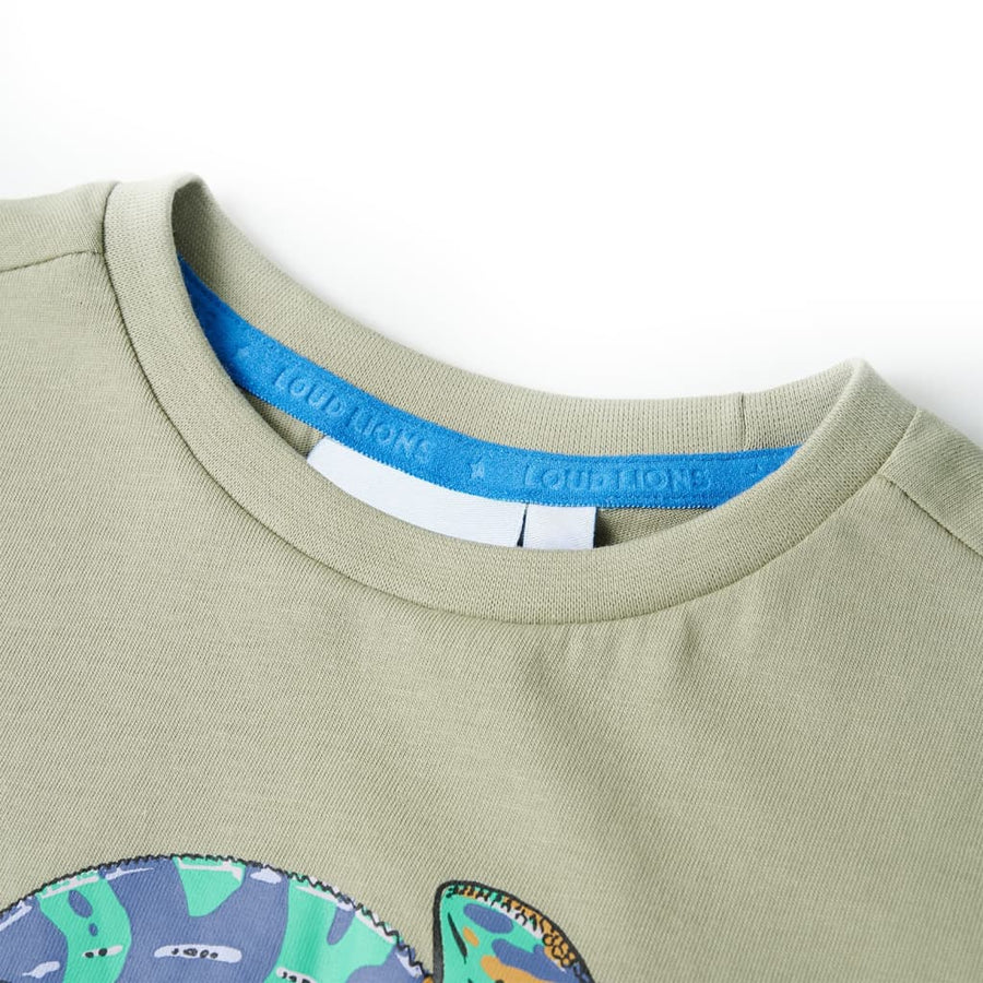 Kindershirt met korte mouwen 116 lichtkakikleurig Kaki