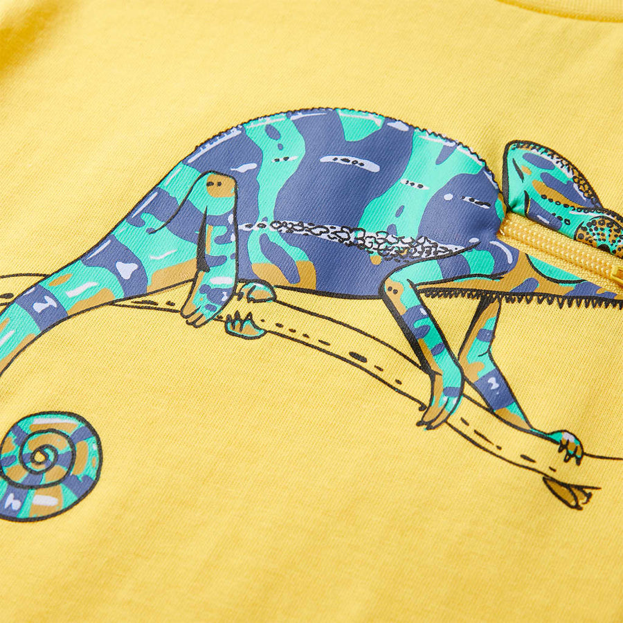Kindershirt met korte mouwen 104 lichtokerkleurig Oker