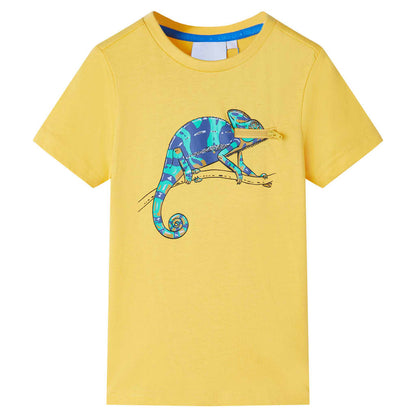 Kindershirt met korte mouwen 116 lichtokerkleurig Oker