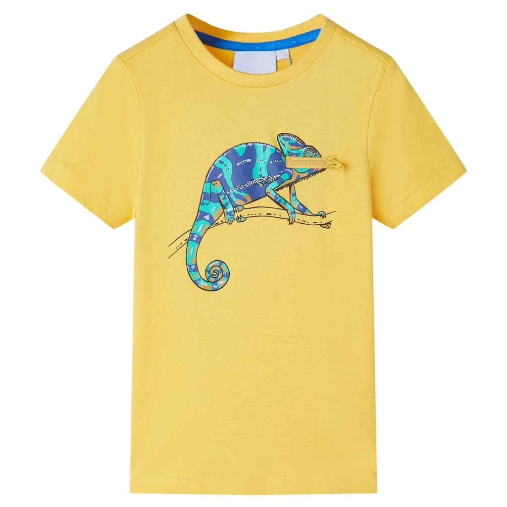 Kindershirt met korte mouwen 128 lichtokerkleurig Oker