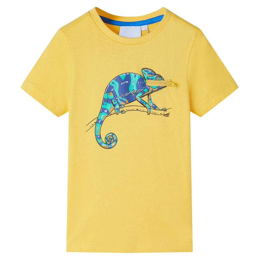 Kindershirt met korte mouwen 128 lichtokerkleurig Oker