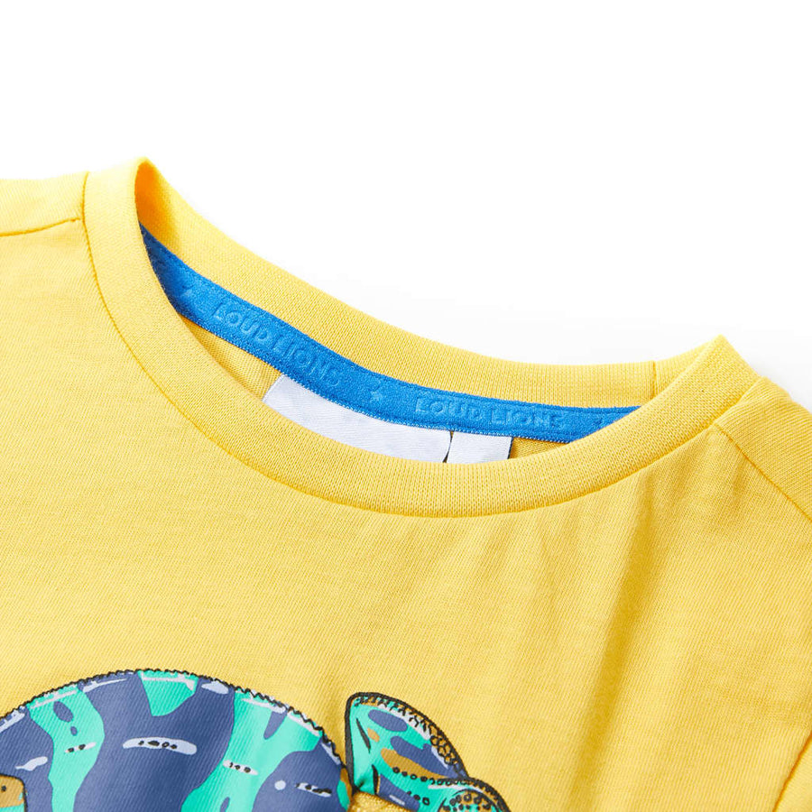 Kindershirt met korte mouwen 128 lichtokerkleurig Oker