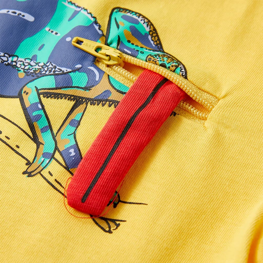 Kindershirt met korte mouwen 128 lichtokerkleurig Oker