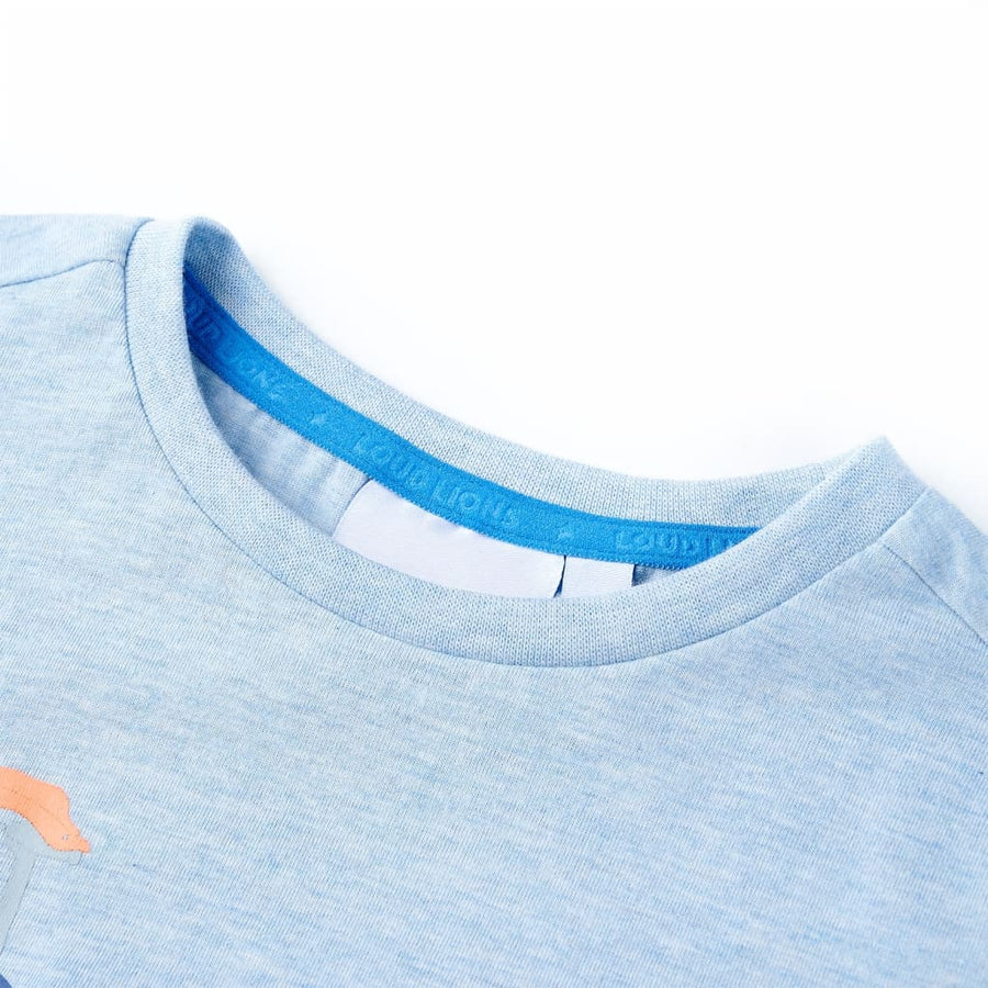 Kindershirt 104 gemêleerd zachtblauw