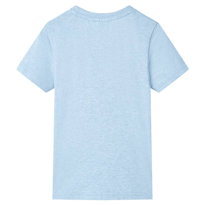 Kindershirt 128 gemêleerd zachtblauw