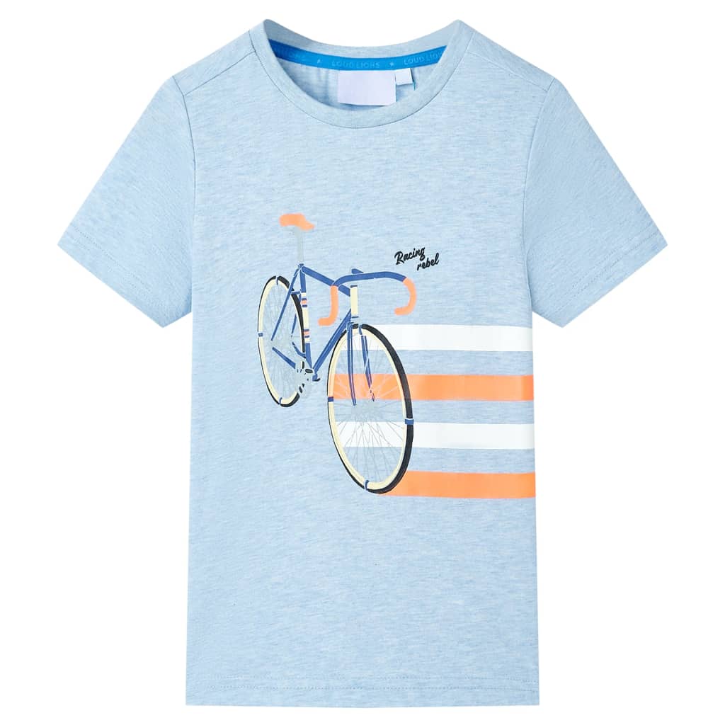Kindershirt 140 gemêleerd zachtblauw