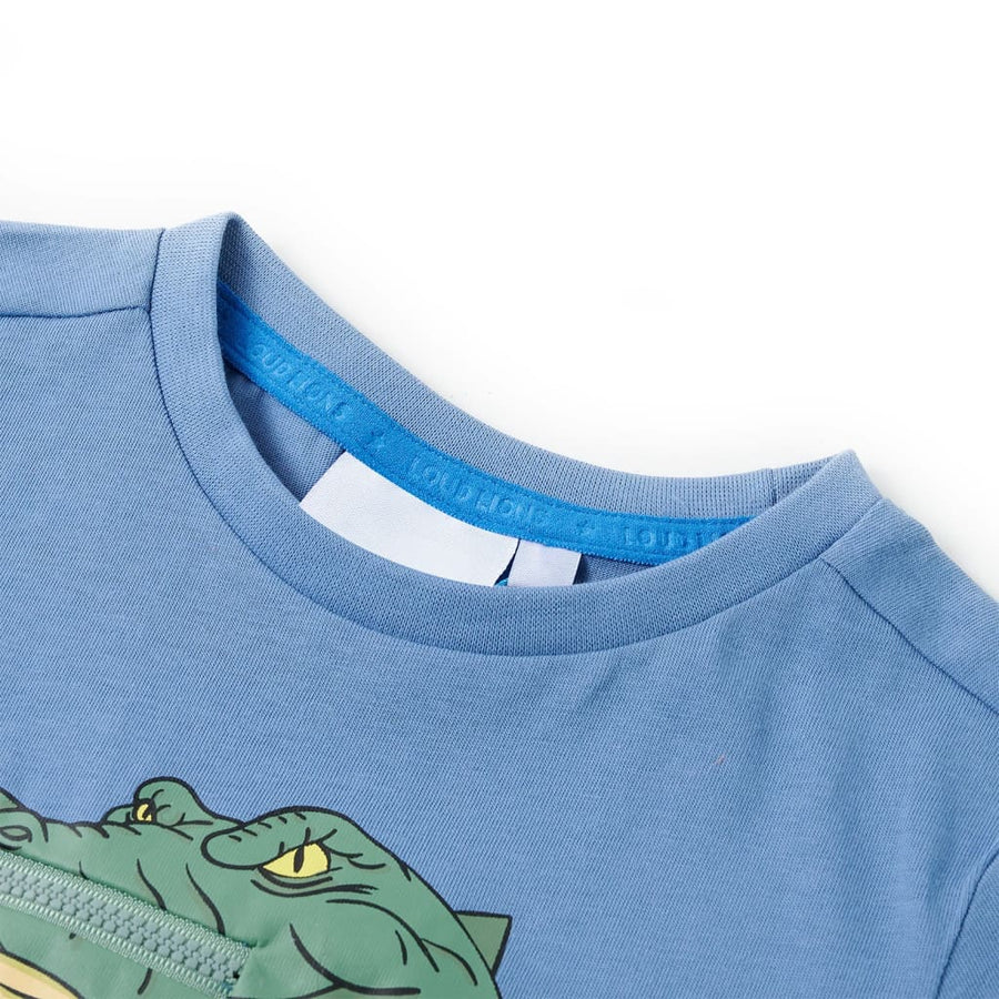 Kindershirt 128 middenblauw Blauw