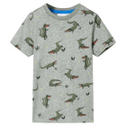 Kindershirt 116 gemêleerd lichtkaki katoen