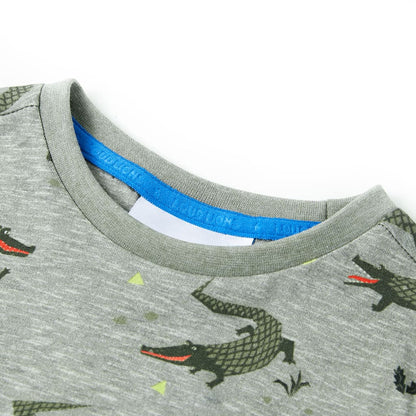 Kindershirt 116 gemêleerd lichtkaki
