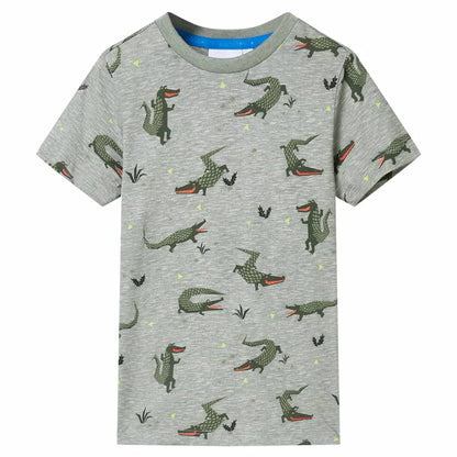 Kindershirt Gemêleerd Lichtkaki 140