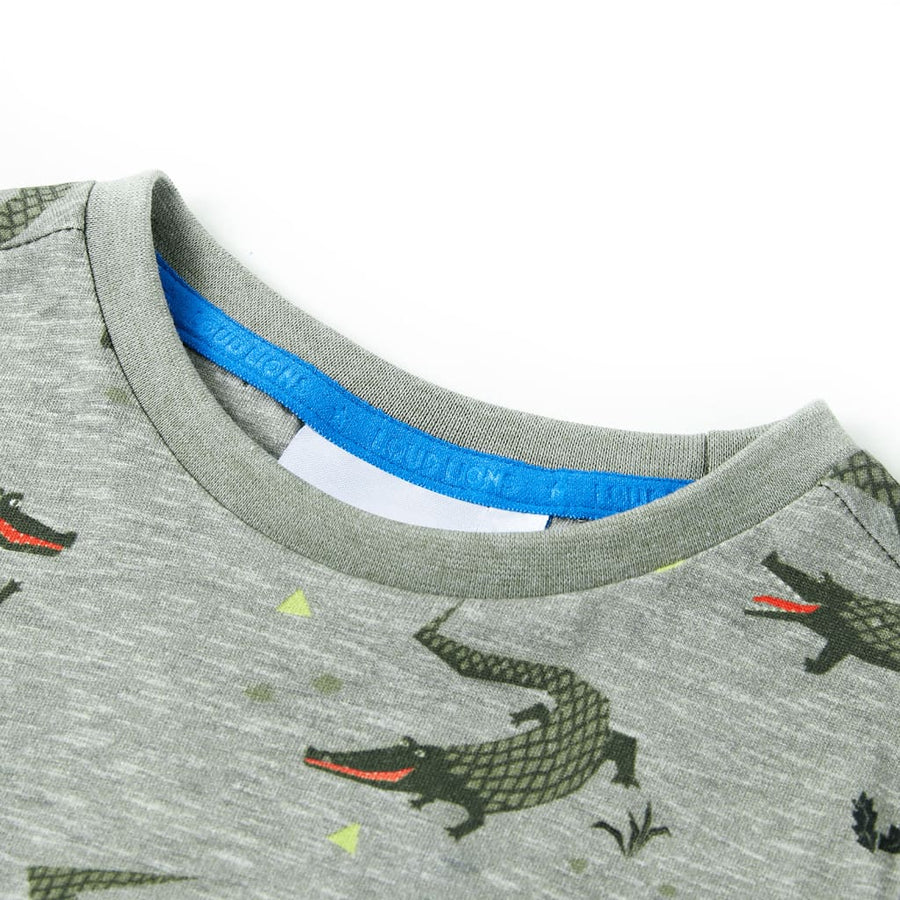 Kindershirt Gemêleerd Lichtkaki 140