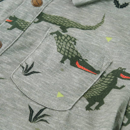 Kinderoverhemd 104 gemêleerd lichtkaki 104