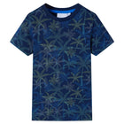 Kindershirt 128 marineblauw bloemenprint katoen