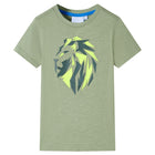 Kindershirt 116 katoen lichtkaki leeuw