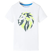 Kindershirt 116 ecru leeuwprint katoen