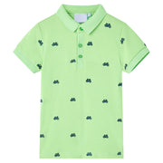 Kinderpoloshirt 92 neongroen fietsjes