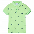 Kinderpoloshirt 116 neongroen fietsjespatroon