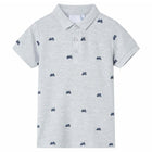 Kinderpoloshirt 92 gemêleerd grijs fietsjes