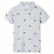 Kinderpoloshirt 92 gemêleerd grijs fietsjes