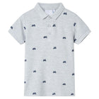 Kinderpoloshirt 116 gemêleerd grijs fietsjes