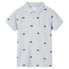 Kinderpoloshirt 140 gemêleerd grijs fietsjes