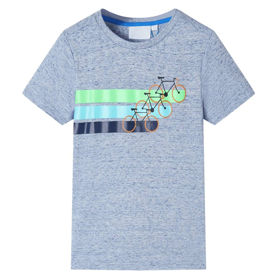 Kindershirt met korte mouwen 116 gemêleerd blauw Blauw 116