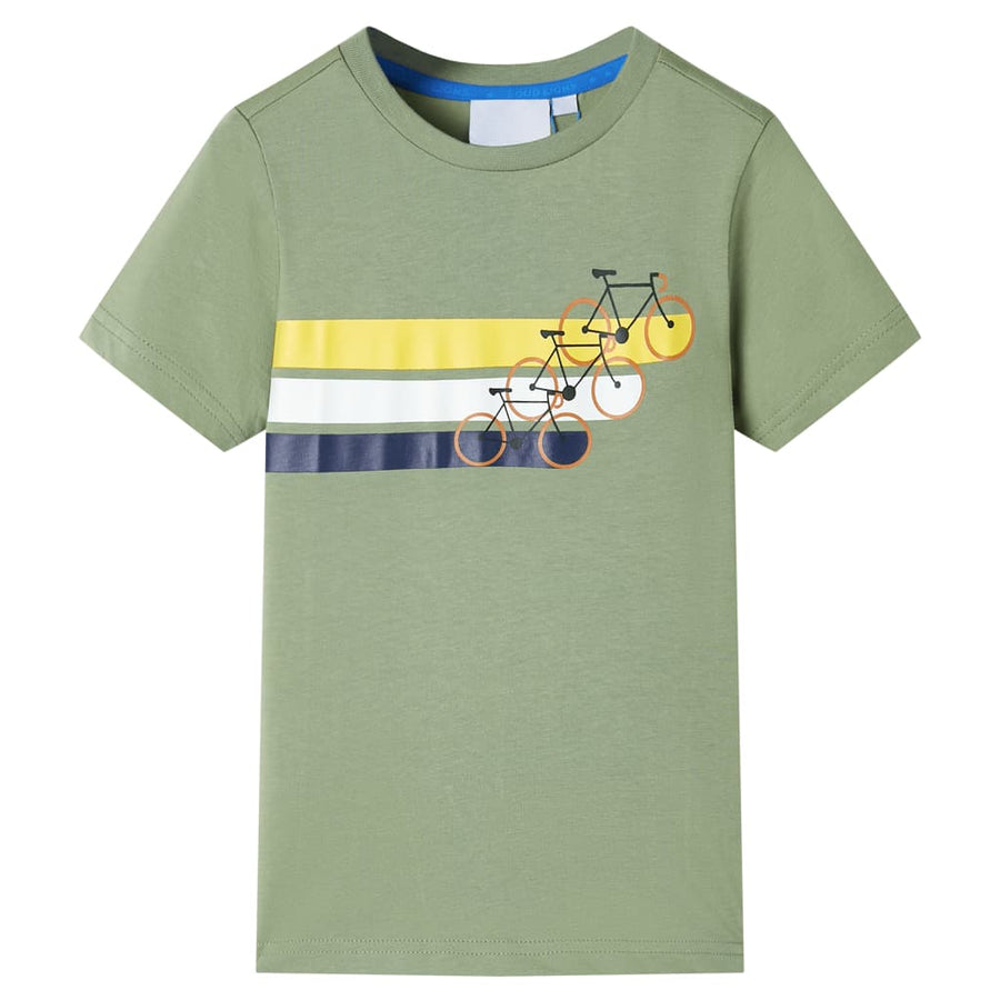 Kindershirt met korte mouwen 128 lichtkakikleurig Kaki