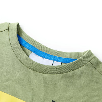 Kindershirt met korte mouwen 128 lichtkakikleurig Kaki
