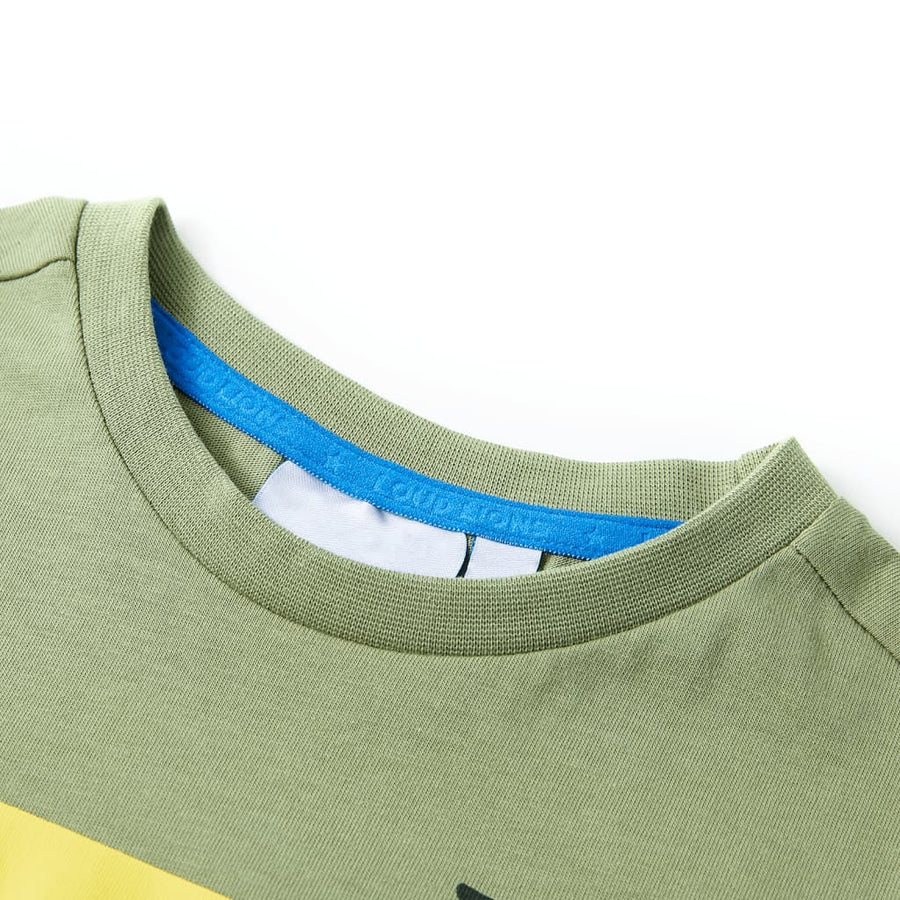 Kindershirt met korte mouwen 128 lichtkakikleurig Kaki