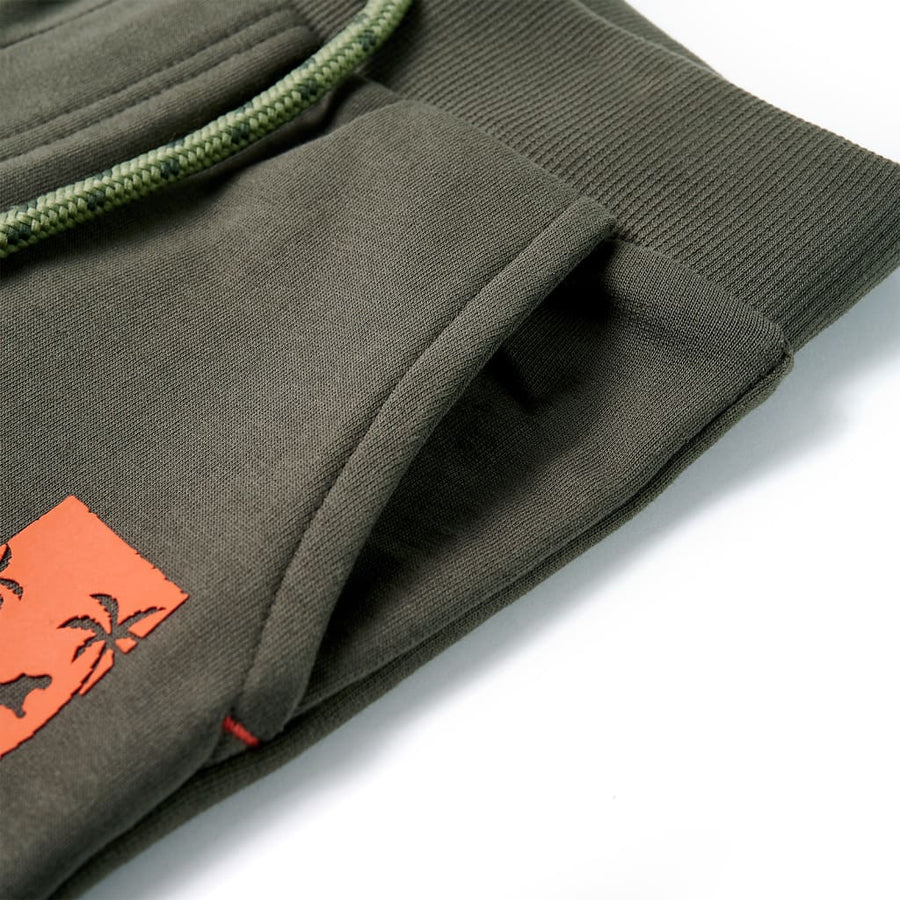 Kindershorts met trekkoord 116 donkerkaki Kaki 116