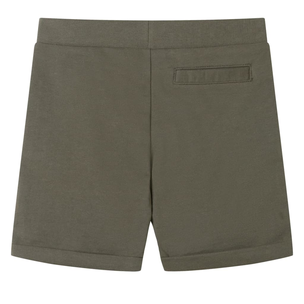 Kindershorts met trekkoord 128 donkerkaki Kaki 128