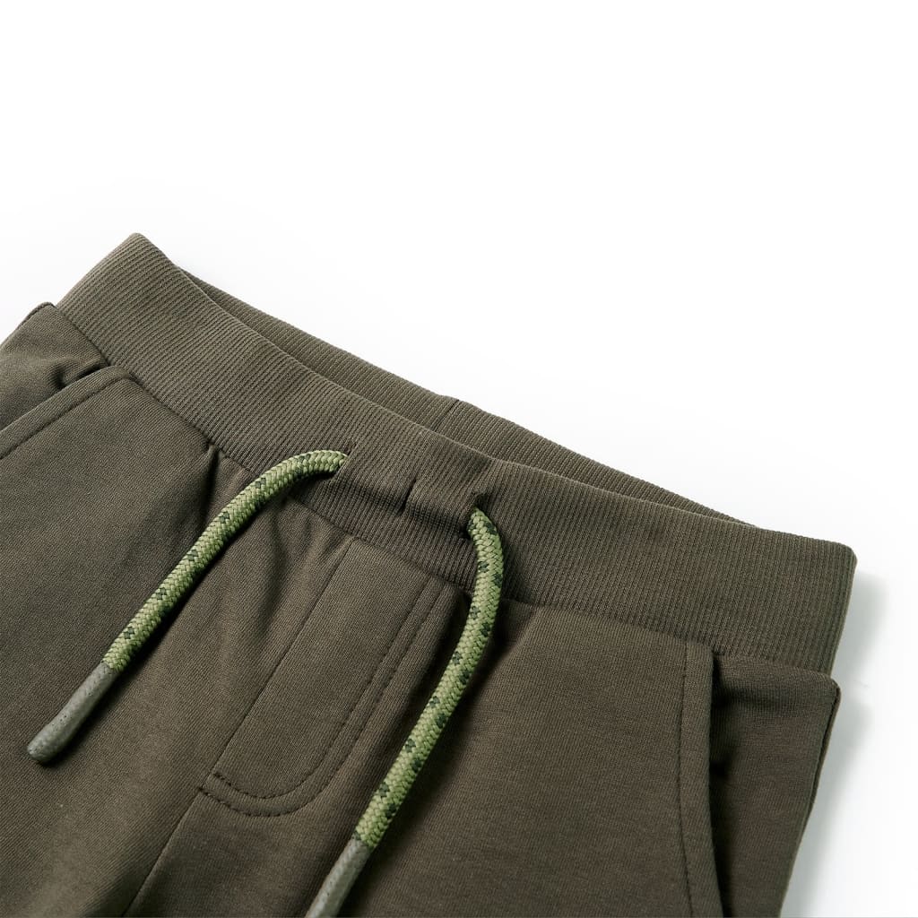 Kindershorts met trekkoord 128 donkerkaki Kaki 128