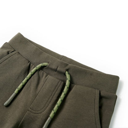 Kindershorts met trekkoord 128 donkerkaki Kaki 128