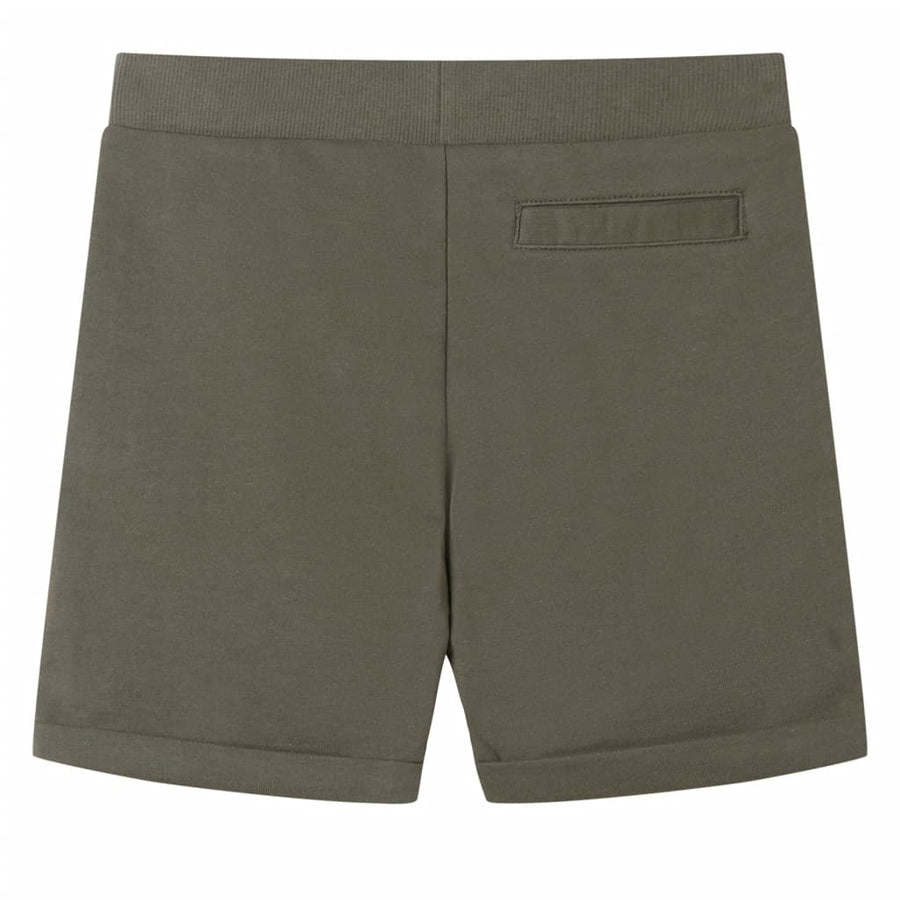 Kindershorts met trekkoord 140 donkerkaki Kaki 140