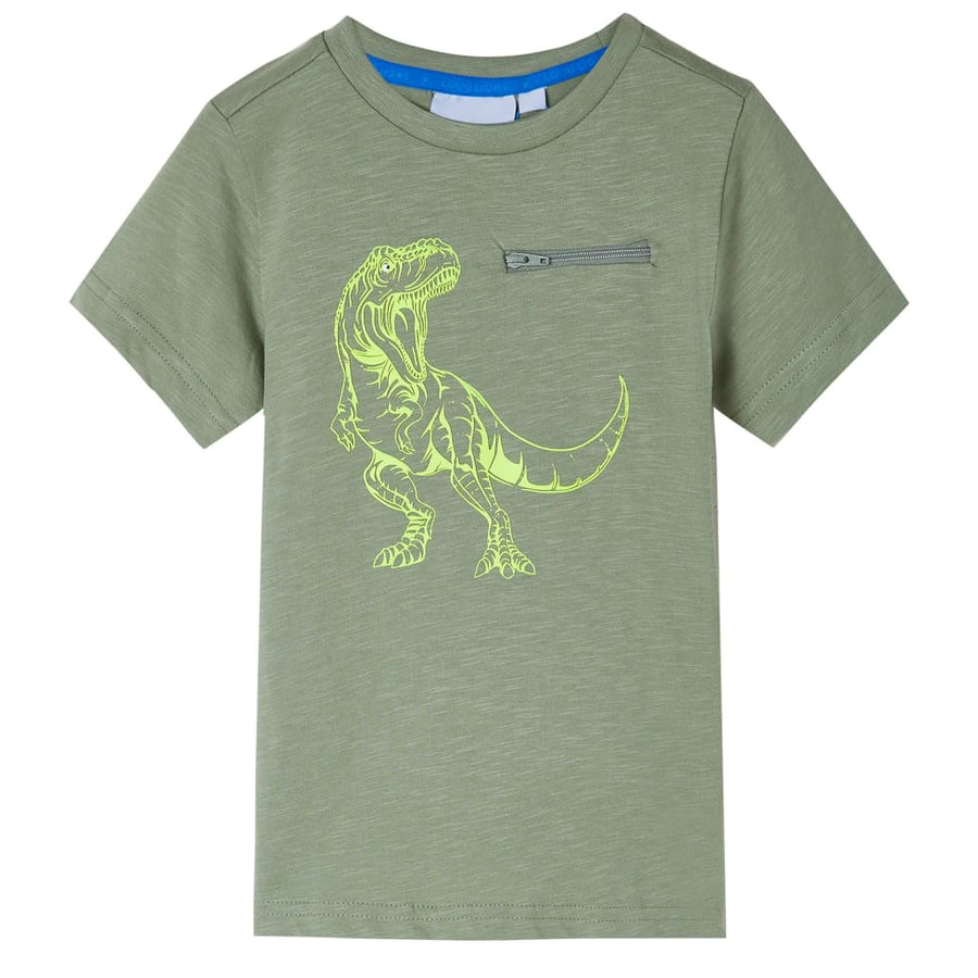 Kindershirt met korte mouwen 128 lichtkakikleurig Kaki