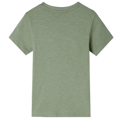 Kindershirt met korte mouwen 128 lichtkakikleurig Kaki