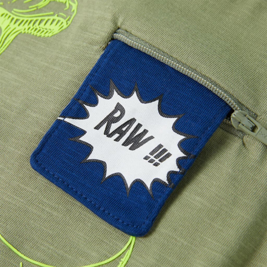 Kindershirt met korte mouwen 128 lichtkakikleurig Kaki