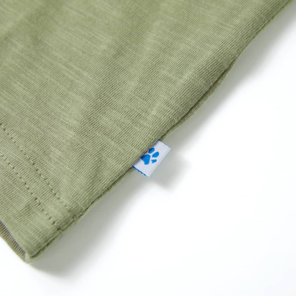 Kindershirt met korte mouwen 128 lichtkakikleurig Kaki
