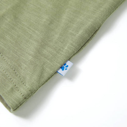 Kindershirt met korte mouwen 128 lichtkakikleurig Kaki