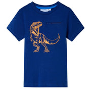 Kindershirt korte mouwen 116 donkerblauw dinosaurus