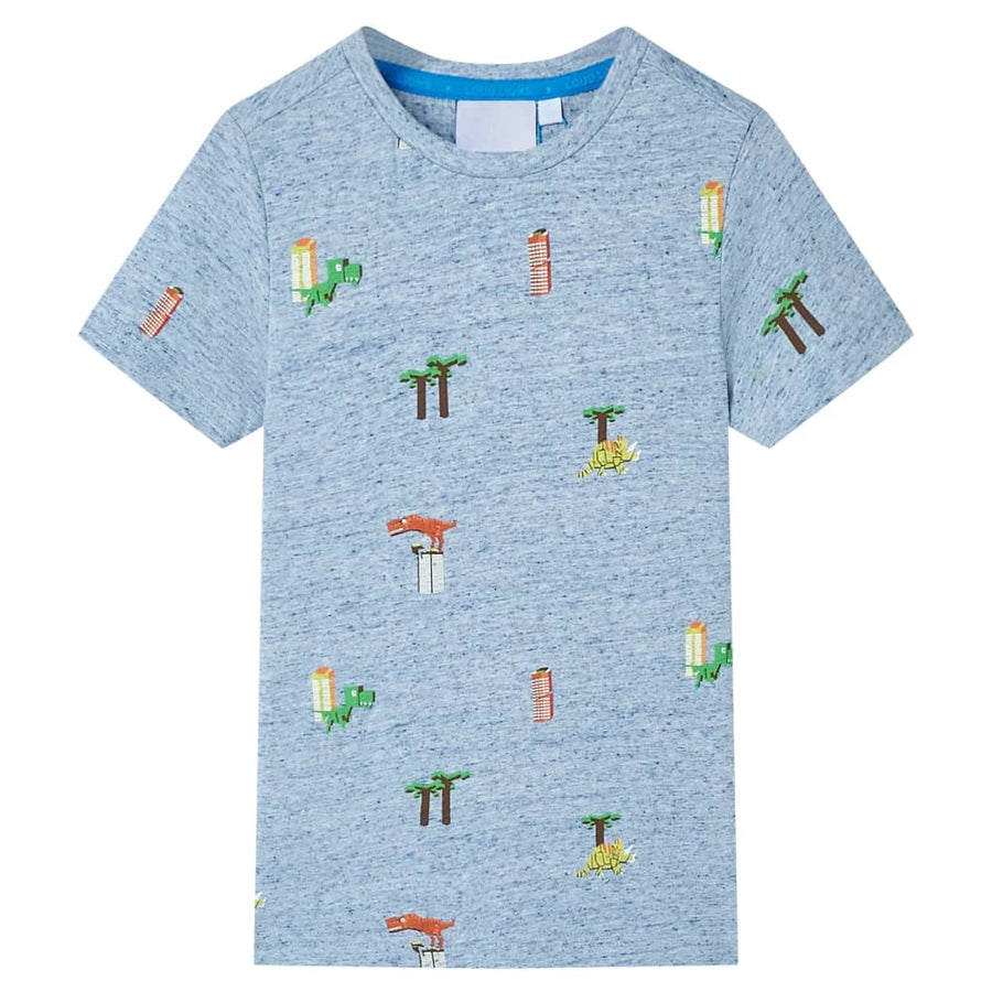Kindershirt 104 gemêleerd blauw Blauw