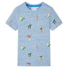 Kindershirt 128 gemêleerd blauw