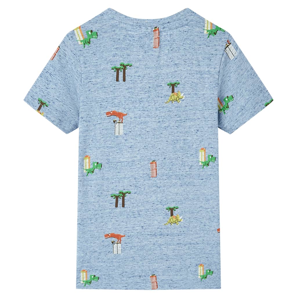 Kindershirt 128 gemêleerd blauw Blauw
