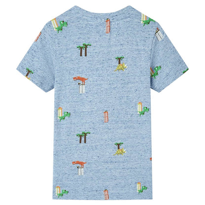 Kindershirt 128 gemêleerd blauw Blauw